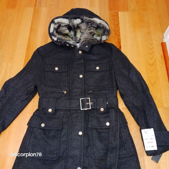 Laundry X Shelli Segal Wool/Faux Fur Parka Military Jacket Size 14 for Women - Picture 5 of 10